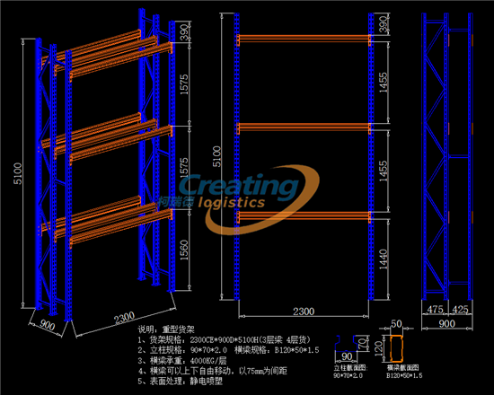 承重4噸，立柱2.0mm
